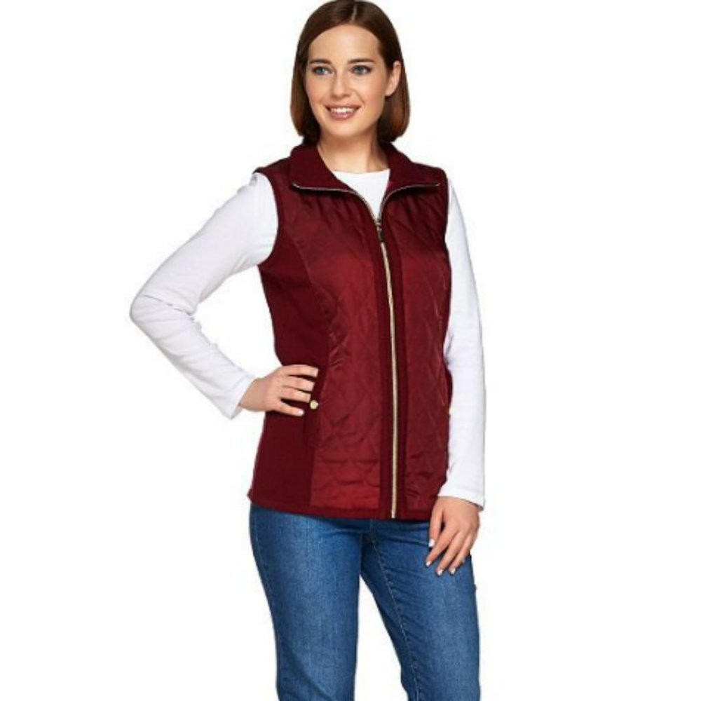 Susan Graver Quilted and knit zip up vest